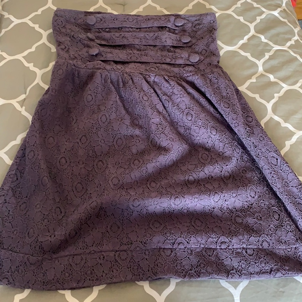 Strapless Purple Lace Dress